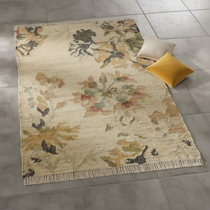 Tapis Dhurrie de concepteur de jute indien traditionnel tissé à la main tapis de coton naturel blanc tapis de prière Handloomed pour l'espace de chambre d'hôtel - Product Image 1