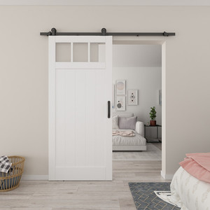 Interior pintu gudang kayu padat, 1 <span class=keywords><strong>panel</strong></span> interior kayu geser interior pintu gudang perangkat keras gaya modern - Product Image 4