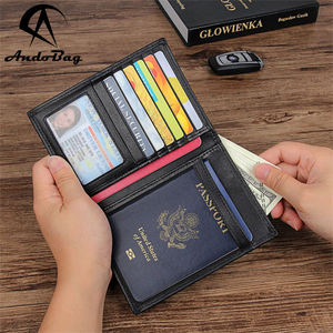 AndoBag - Porta Pasaportes Retro para Hombre, de Cuero Crazy Horse, con Protección RFID, Cartera Corta, Tarjetero, Monedero de Cuero Vacuno Genuino - Product Image 1