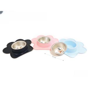 Ciotola per animali domestici a forma di zampa con base in silicone, piatto in acciaio inossidabile per cibo e acqua per cani e gatti - Product Image 2