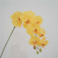 Großhandel 9-Köpfige Seide+Latex Phalaenopsis Künstliche Blume Gelb Grün Weiß 98cm Langlebige Pflanzen Valentinstag