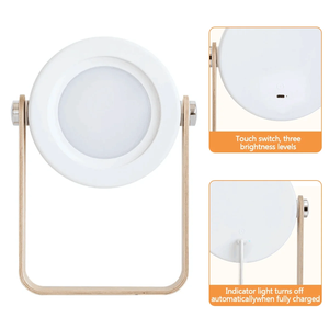Lampe de lecture LED pliable avec poignée en bois – Lanterne télescopique portable, lampe de table rechargeable par USB – 3 températures de couleur, D - Product Image 4