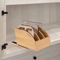 Étagères de rangement de cuisine modernes en bambou personnalisées, organisateur coulissant sur pied avec séparateurs pour plateaux, planches à découper, plaques de cuisson et casseroles