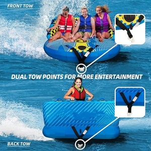 PVC Inflatable <b>Towable</b> Tube 77"L X 71"W X 35"H with Nylon Cover 3 Person for Water Sports - Product Image 3