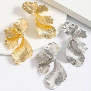 ZA Raised Textured Petals Metal Dangle Earrings for Women Vintage Multi Layer Alloy Flower <strong>Leaf</strong> Earring Festival <strong>Jewelry</strong> - Product Image 3