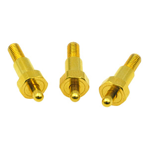 Pogopin à ressort de type insert 2026P0G045, contact en cuivre à courant élevé à trou traversant, broche filetée télescopique à bande élastique - Product Image 1