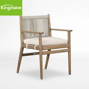 Benutzer definierte moderne Luxus Outdoor Gartenmöbel Wetter Teakholz Patio Outdoor Möbel Stühle Sets mit Seil weberei