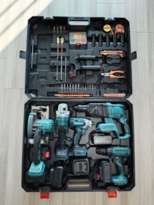 Juego de Herramientas Eléctricas Inalámbricas de Iones de Litio de 21 V - Taladro, Llave de Impacto, Sierra Circular, Sierra de Calar y Accesorios para Todas las Reparaciones y Proyectos - Product Image 1