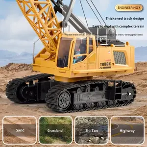 AiJH 9CH Camión Excavadora RC de Aleación, <span class=keywords><strong>Juguete</strong></span> con Rotación de 360 Grados, Vehículo de Ingeniería a Control Remoto, Grúa RC - Product Image 5