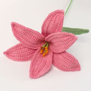 Maceta de Lirios Hecha a Mano, Mini Decoración para el Hogar, Flor Artificial Tejida con Hilo para Pascua, Graduación, Día de la Madre - Product Image 5