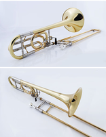 Tenor Trombone F/Bb Key Gold Lacquer Brass Instrument with 235mm Bell Diameter Portable Design