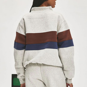 <span class=keywords><strong>Felpa</strong></span> <span class=keywords><strong>Oversize</strong></span> con Collo Alto in Cotone Personalizzata con Logo, Pullover Vintage a Blocchi di Colore con Righe per <span class=keywords><strong>Donna</strong></span> - Product Image 3