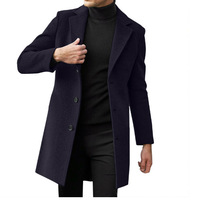 Manteau trench mi-long pour homme, style moderne minimaliste, formel et décontracté, 100 % polyester, automne-hiver