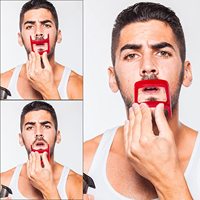 Kit d'outils de mise en forme de la barbe 4 pièces, ensemble de modèles de barbe en plastique rouge-ensemble de modèles de mise en forme et de rasage des cheveux du cou ensemble de fournitures de barbier