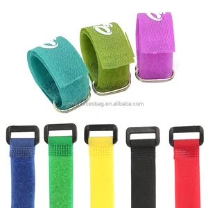 Taille personnalisée Vente en gros Attaches de câble à boucle et crochet Sangles de vélo velcro réglables Sangle à boucle