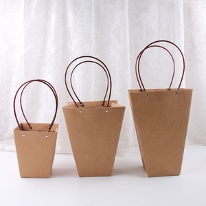 Túi Giấy <span class=keywords><strong>Kraft</strong></span> Hoa Nhỏ Chống Thấm Nước Màu Nâu Bán Sỉ SEEWIN Có Tay Cầm Phẳng - Product Image 3