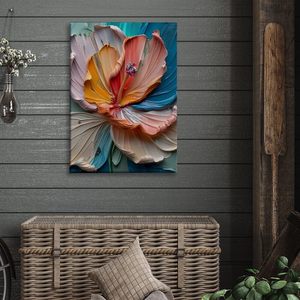 Lienzo enmarcado personalizado bajo demanda, arte de pared de hibisco abstracto colorido, decoración estética para el hogar MOQ 1 - Product Image 5