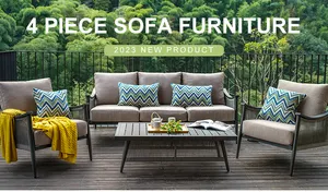Set halaman mewah desain Nordic baru untuk Set Sofa furnitur luar ruangan taman luar ruangan