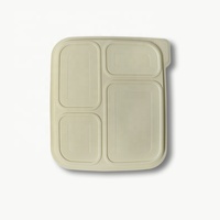 Boîte alimentaire jetable en amidon de maïs de couleur blanche, boîte à lunch à 4 compartiments, conteneur biodégradable pour la restauration rapide à emporter avec couvercle