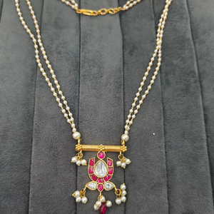 Collier Moissanite Kundan combinaison costume couleur assortie collier de mariage avec boucles d'oreilles - Product Image 1