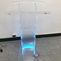Luz LED reciclable extraíble portátil, acrílico transparente, podio, púlpito, atril, soporte de escritorio, estante de exhibición iluminado, Iglesia