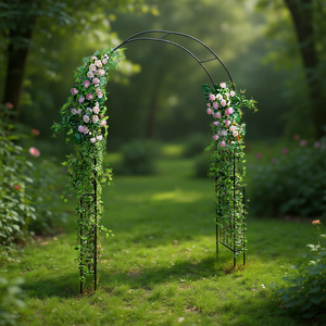DB 7.9 Ft Metal Garden Arch <b>Backdrop</b> <b>Stand</b> for Climbing Plants, Powder Coated Black Ornament, Freestanding Design, Outdoor Garde - Product Image 2