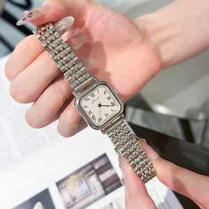 Reloj popular para mujer, reloj de cuarzo cuadrado único con correa de acero inoxidable - Product Image 5