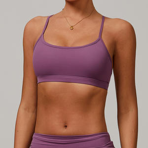 Sujetador Deportivo con Cuello Redondo para Mujer CWX8347, Color Sólido, Secado Rápido, para Correr, Yoga, Fitness, Morado - Product Image 1