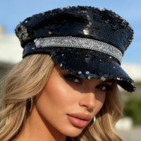 Chapeaux de Capitaine Noirs à Paillettes et Strass pour Festival Burning Man, Vente en Gros, MOQ 3