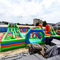 Parcours d'obstacles gonflable géant Funland pour enfants, château gonflable extérieur à usage commercial, capacité 500 kg, matériau PVC portable