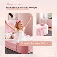 Sofá Cama Modular para Niños, con Funda Lavable, Diseño Nórdico, Plegable, Sin Estructura, Relleno de Esponja Comprimida