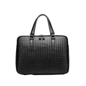 Fashion Men Handbag Business Woven Crossbody Briefcase PU Leather Horizontal Laptop <b>Document</b> <b>Bag</b> Trendy Men Computer File <b>Bag</b> Cu - Product Image 1