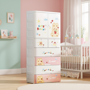 ตู้เสื้อผ้าเด็ก 6 ชั้น ลายการ์ตูน พลาสติก สำหรับใส่เสื้อผ้า น่ารัก ความจุเยอะ ใช้ได้หลากหลาย ตู้เก็บของเล่นเด็ก - Product Image 6