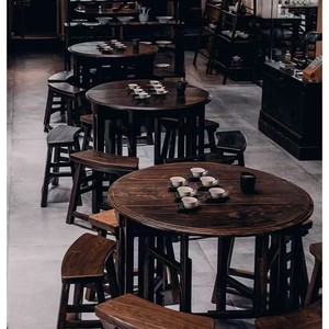 <span class=keywords><strong>Table</strong></span> à manger en bois massif d'orme ancien, style français, design antique, multifonctionnelle, démontable, mobilier de salle à manger pour restaurant - Product Image 2