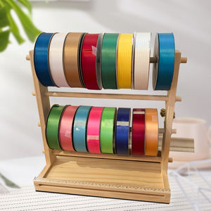Youlike Porte-ruban à 3 niveaux en bois de pin naturel fait à la main décoratif, organisateur de ruban de luxe pour salle d'artisanat, cadeau d'artisanat d'emballage - Product Image 5