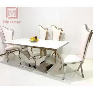 Conjunto de mesa de jantar em aço inoxidável, móveis, conjunto de mesa, 6 cadeiras para sala de jantar