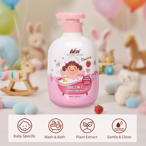 Nary toptan stokta 650ml organik 2-in-1 çilek şampuan vücut yıkama çocuklar bebek nemlendirici yırtılma-ücretsiz formülü duş jeli - Product Image 2