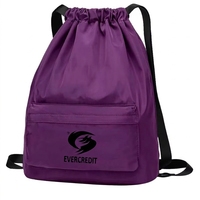 Sac de sport pliable personnalisé grande capacité en polyester imperméable avec cordon de serrage, sac à dos de sport, sac à cordon décontracté d'extérieur personnalisé