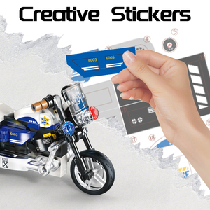 FEIMIBOX FL5490 Mini Moto de Ladrillos Azul, Bloques de Construcción de Plástico ABS, Caja de Exhibición, Regalo para los Amantes de la Moto Clásica FL5490 Realista - Product Image 2