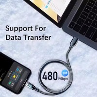 Kabel Data USB Type-C Berbahan Nilon dengan Pelindung Kepang dan Casing Logam, Pengisian Daya Super Cepat 120W 6A, Transparan, Tren Terbaru 2024