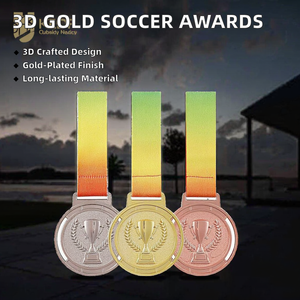 Ensemble de trophées de football en or 3D de luxe |   Médailles personnalisées de forme ronde pour cérémonie de remise de prix |   Ensemble de prix sportifs en gros - Product Image 2