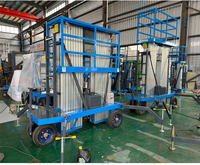 Table élévatrice verticale portable en alliage d'aluminium de 4 à 10m à mât unique Manlift Hydraulic Lifter Large Wheels