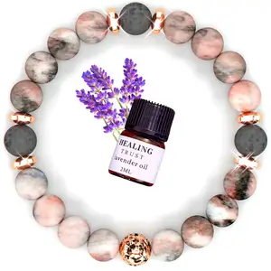 Wollet-pulsera de aromaterapia, difusor de aceites esenciales de Aroma, cuentas de piedra de Lava de Chakra de colores