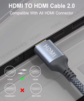 Câble haute vitesse plaqué or de 4 pieds avec gaine en PVC tressée, compatible Ethernet 3D 8K 60HZ pour moniteur d'ordinateur et projecteur domestique