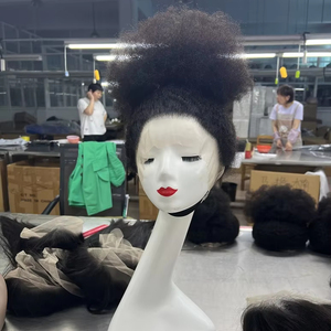 Perruque Sans Colle Afro Bouclée en Dentelle Transparente HD 360 Très Vendue, <span class=keywords><strong>Cheveux</strong></span> Humains 100% <span class=keywords><strong>avec</strong></span> Dentelle Frontale, Densité 180%, Pré-Plucked 16 Pouces - Product Image 2
