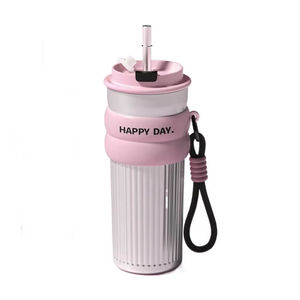 Vaso Térmico de 700 ml <span class=keywords><strong>con</strong></span> Brillo y Pajita, Vaso de Acero Inoxidable Delgado para Viajes, Oficina y Regalos para Mujeres - Product Image 1