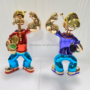 Figura de juego de dibujos animados de resina lista para enviar, estatua de Popeye de fibra de vidrio, estatua de Popeye de cromo rojo, arte Pop de resina y manualidades para decoración del hogar - Product Image 2