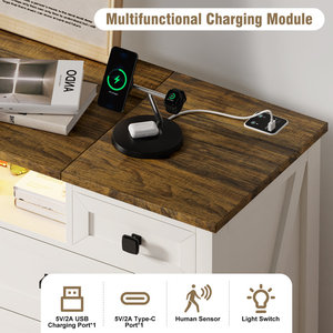 Trắng Tùy Chỉnh Cổ Điển Trang Trại Phong Cách Bằng Gỗ Trang Điểm Vanity Bàn Trang Điểm Tủ Quần Áo Với Gương Cho Phòng Ngủ Với 8 Ngăn Kéo - Product Image 6