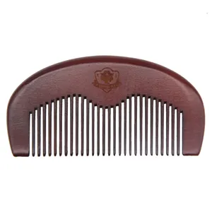 OEM Custom logo Wine Red Color Design Dye Wood Beard Comb Wooden Beard Comb For Men