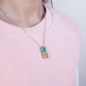 Joyería Messi, Oro Amarillo de 14k con Moissanita de Corte Radiante Amarillo, Esmeralda de Laboratorio de Corte Marquesa, Colgante de Regalo para Mujer - Product Image 6